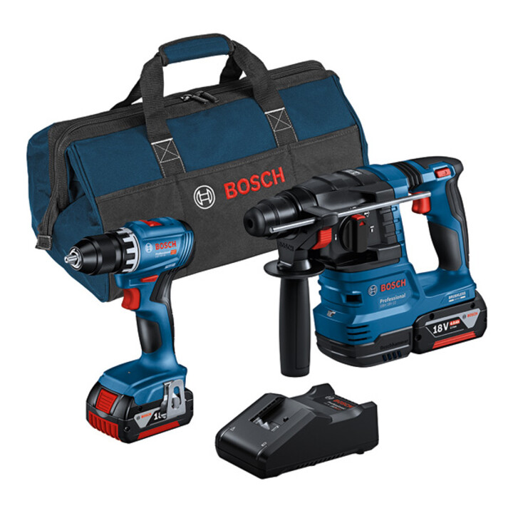 Bosch Combo Kit 2-tlg. 18V: GSR 18V-45 + GBH 18V-22 + 2 x Akku 4.0Ah