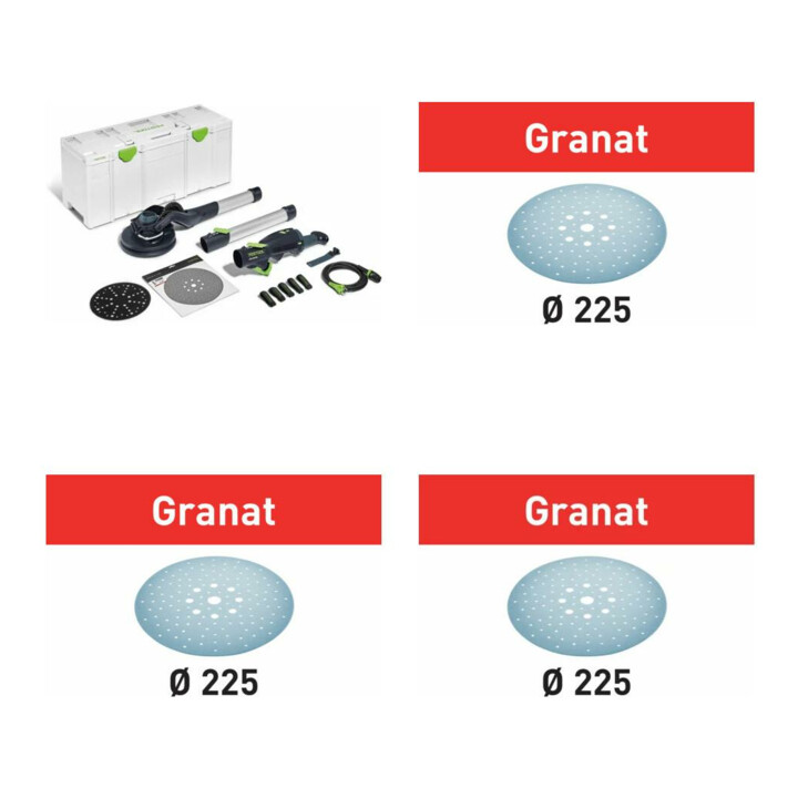 Festool Bundle – 4-teiliges Set mit LHS 2 225 EQI-Plus PLANEX & Schleifscheiben STF D225 P80