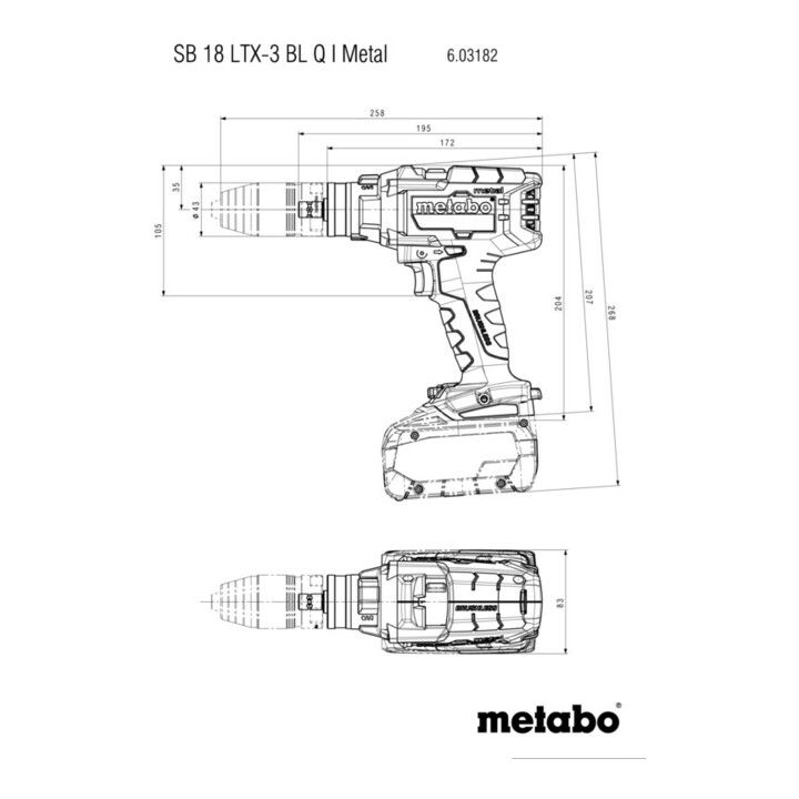 Metabo Akku-3-Gang-Schlagbohrschrauber SB 18 LTX-3 BL Q I Metal metaBOX 145 L; 18V 2x5.5Ah LiHD + ASC 145